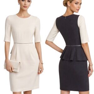 Red by Saks Fifth Avenue - Cream Peplum Sheath Dress